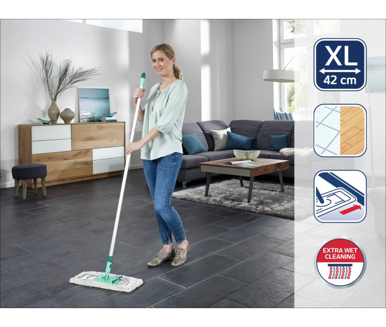 LEIFHEIT Floor Brush with aluminium handle Profi XL micro duo 42cm