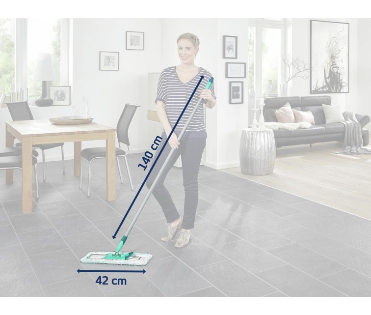 LEIFHEIT Floor Brush with Steel Handle Profi XL micro duo 42cm