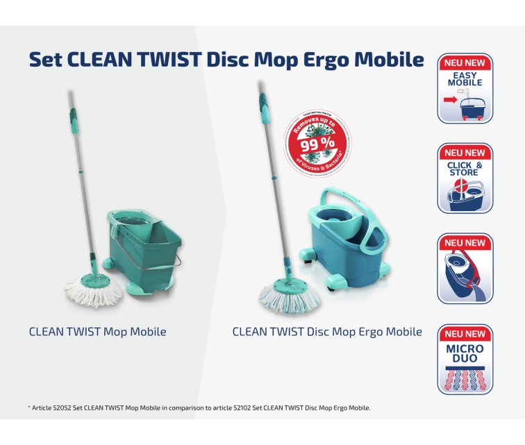 LEIFHEIT Набор для чистки полов Clean Twist Disc Mop Ergo Mobile