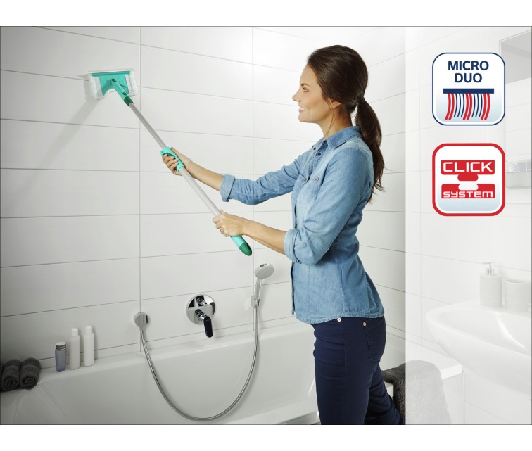 LEIFHEIT Flīžu un vannas istabas birste ar teleskopisku kātu 93–150cm Bath Cleaner micro duo